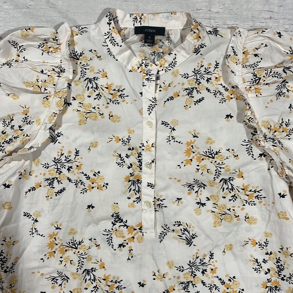 J. Crew Puff Sleeve Budding Floral Yellow Blouse - Picture 5 of 10